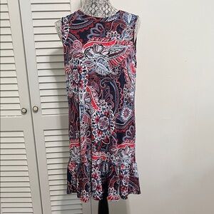 AGB Sleeveless Paisley Midi Dress - Navy, Red, White